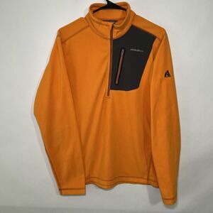 Eddie Bauer First Ascent 1/4 Zip Fleece Pullover Jacket Mens Size Medium Orange
